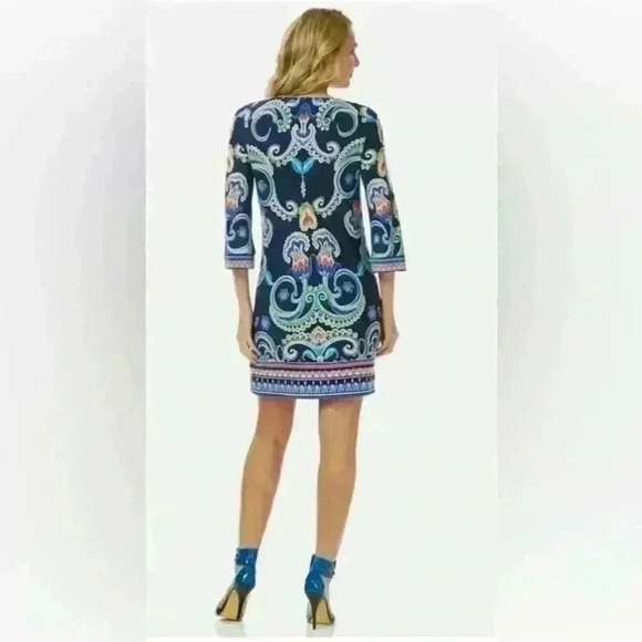 Laundry by Shelli Segal Shift Dress Size 6 Three Quarter Sleeve Square Neck - Picture 3 of 13